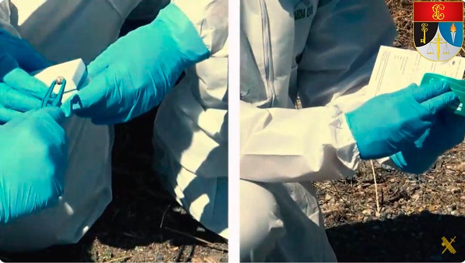 Recogida de pruebas biológicas en una investigación criminal de la Guardia Civil