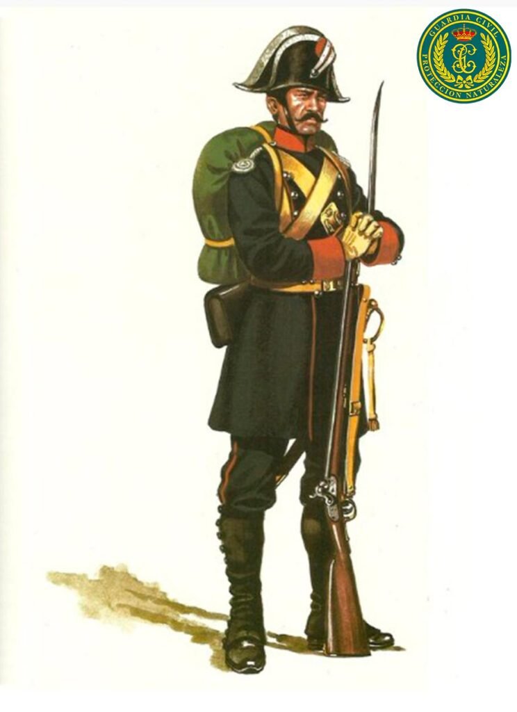 Guardia Civil en uniforme de servicio en despoblado a mediados del siglo XIX