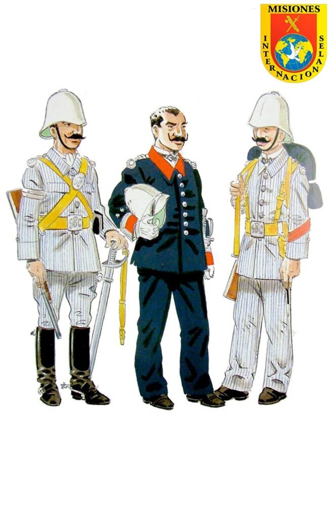 Guardias civiles con uniforme rayadillo en Cuba y Puerto Rico a finales del siglo XIX