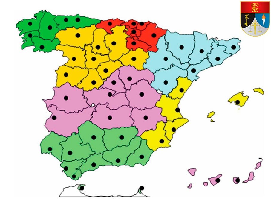 Distribución territorial de equipos de criminalística Guardia Civil en España