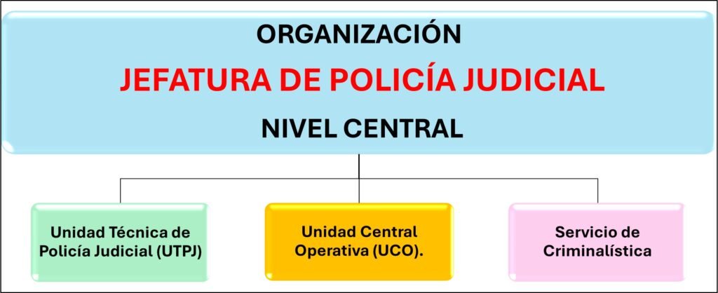 Organización de la Jefatura de Policía Judicial nivel central Guardia Civil