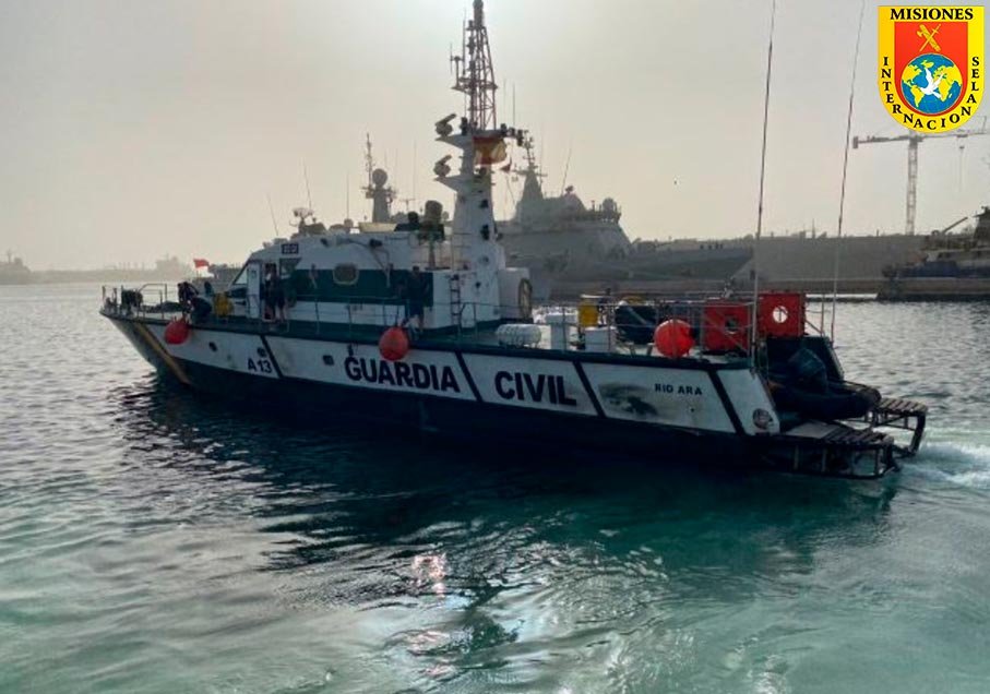 Patrullera de altura Río Arga del Servicio Marítimo de la Guardia Civil desplegada en Senegal.