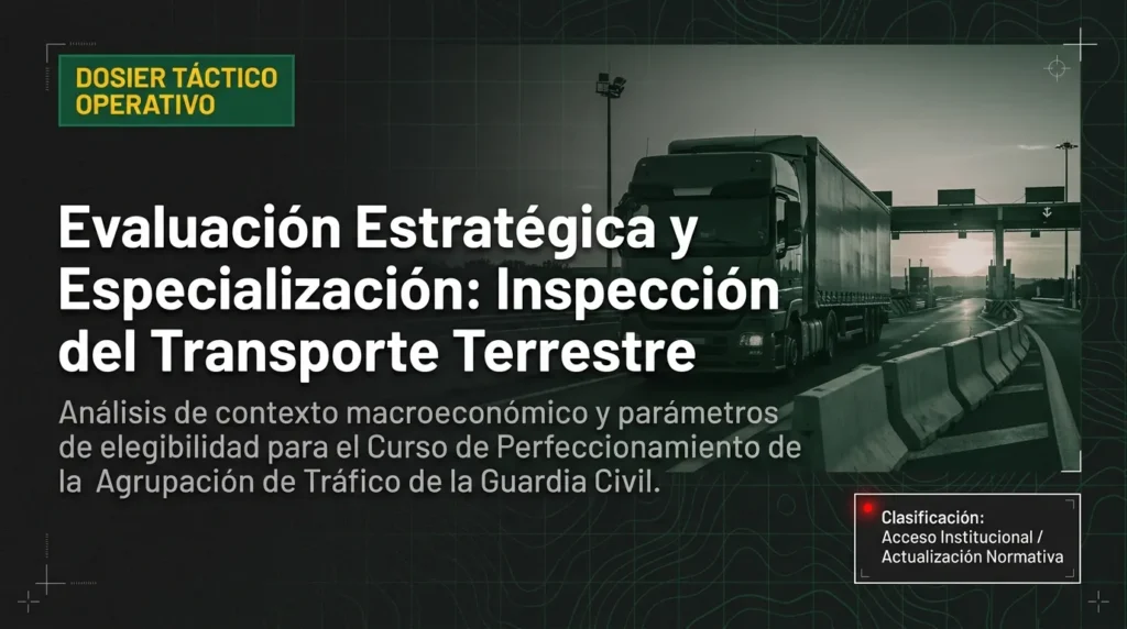 Portada de la presentación sobre la especialización en inspección del transporte terrestre de la Agrupación de Tráfico