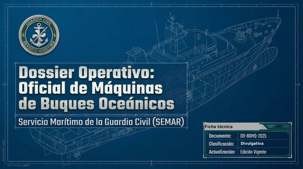 Portada de la presentación sobre el oficial de máquinas de buques oceánicos del Servicio Marítimo de la Guardia Civil
